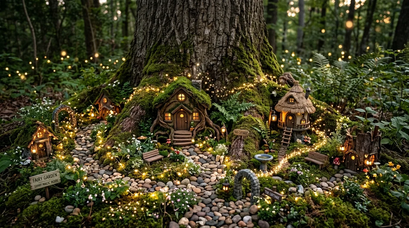 Add bridges doors or gates for a storybook effect inspiration for a fairy garden.